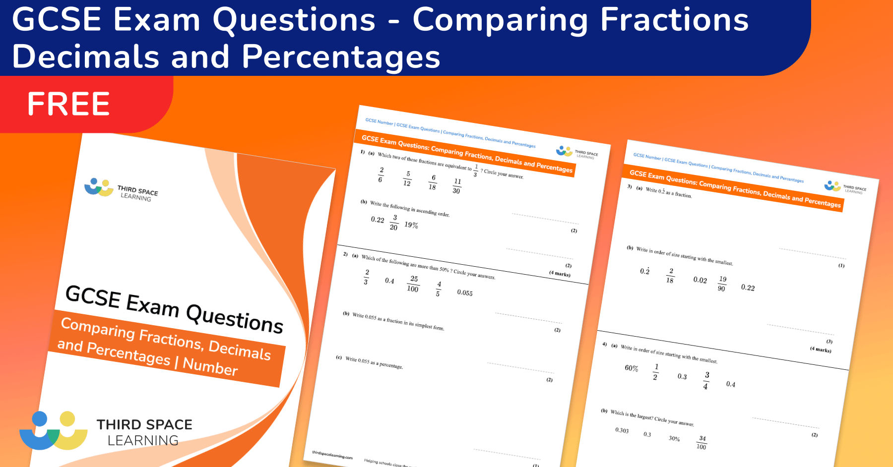 Comparing Fractions Decimals And Percentages Exam Questions - GCSE ...