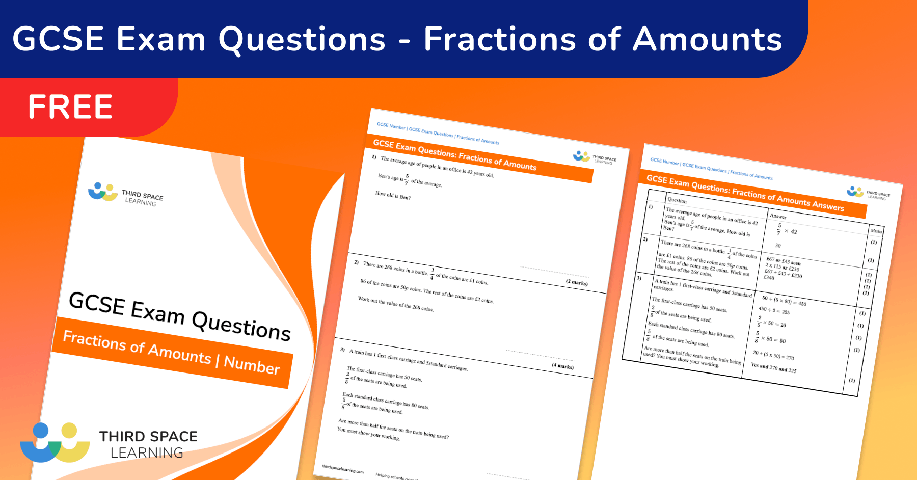 Fractions Of Amounts Exam Questions - GCSE Maths [FREE]