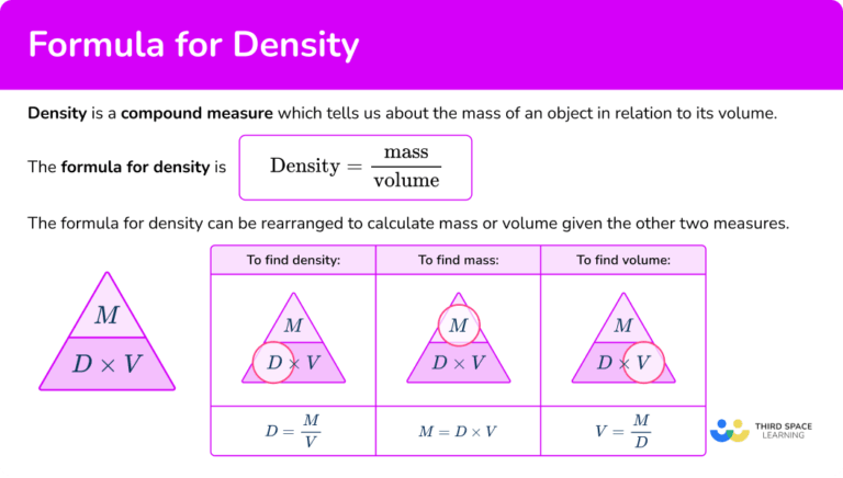 Density Formula - Math Steps, Examples & Questions