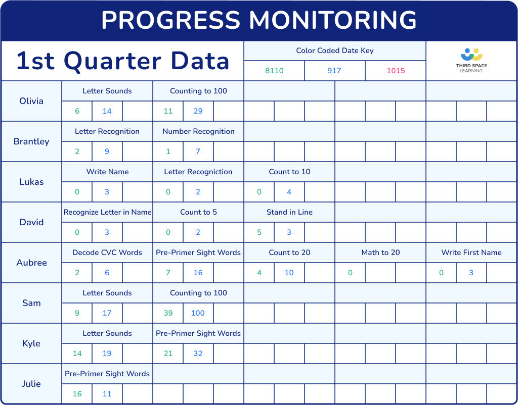 Example of progress monitoring recording 