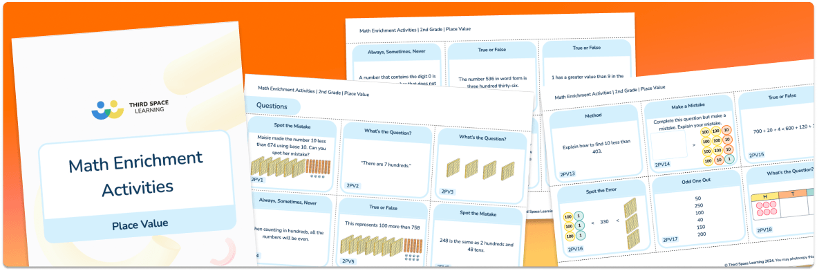Place Value 2nd Grade Math Enrichment Activities