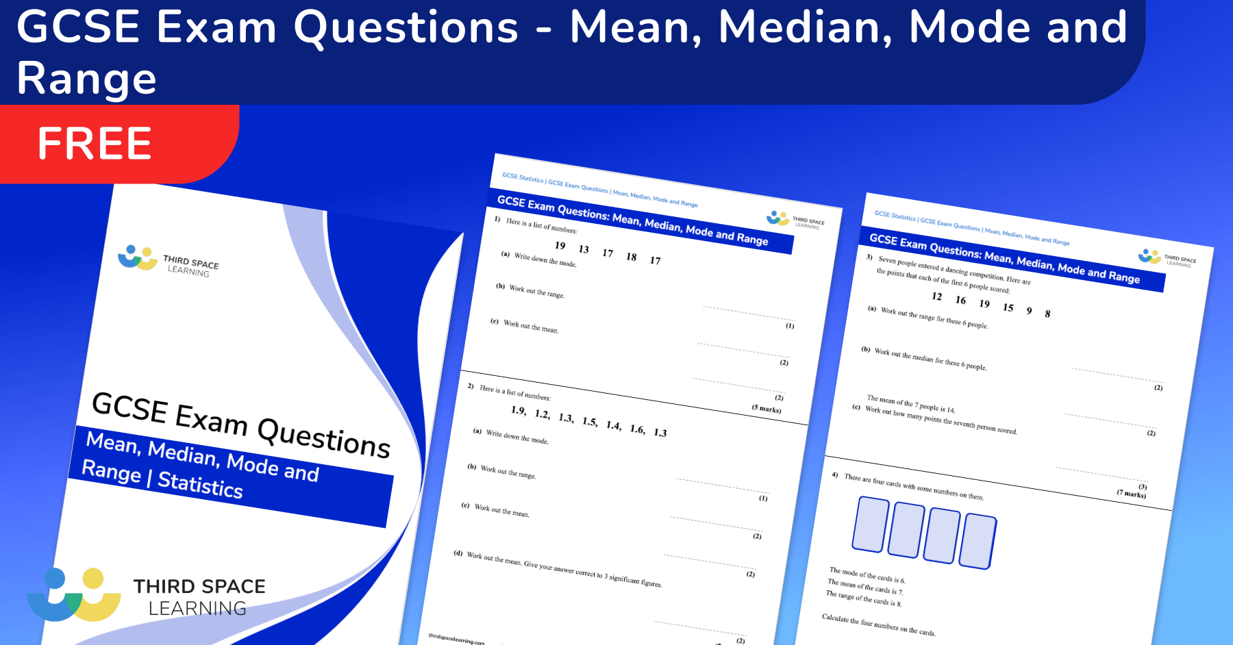 Mean, Median, Mode And Range Exam Questions - GCSE Maths [FREE]