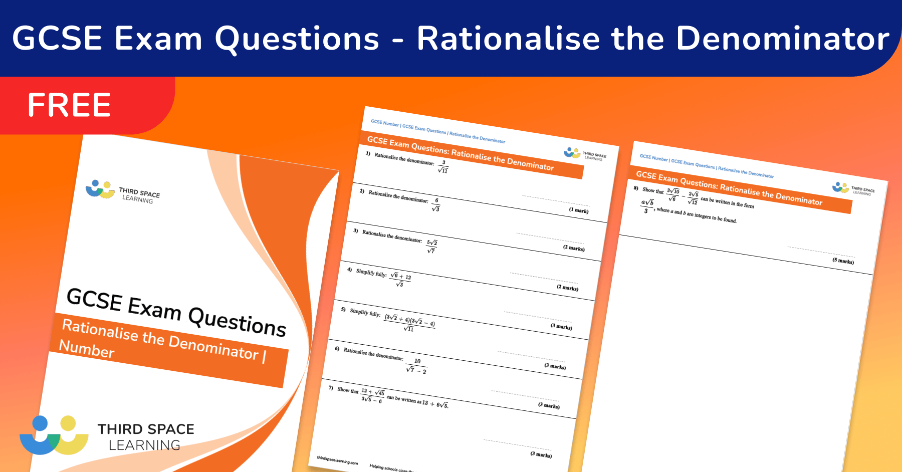 Rationalise The Denominator Exam Questions GCSE Maths FREE Rationalise The Denominator Exam Questions GCSE Maths FREE