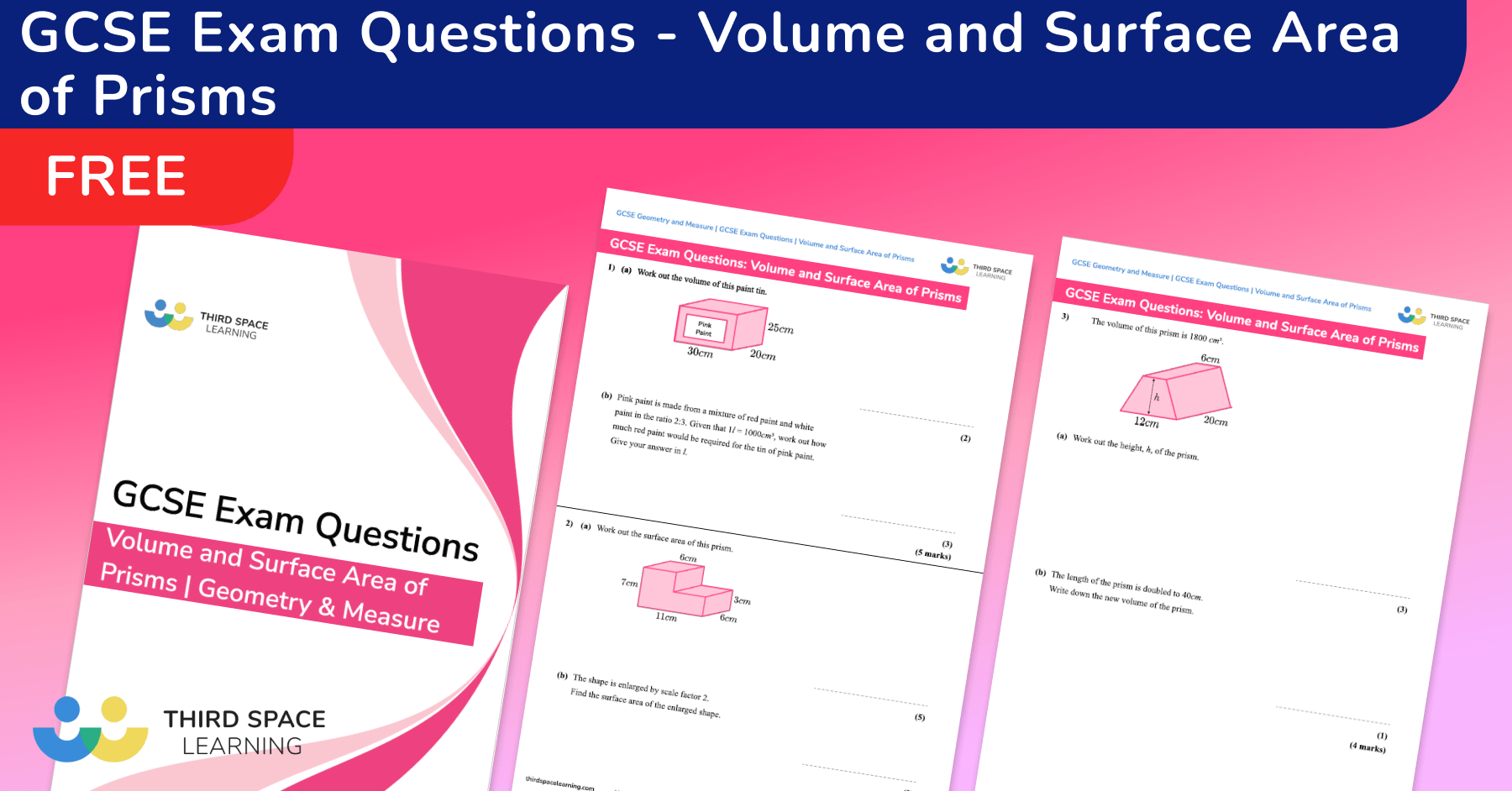 Volume And Surface Area Of Prisms Exam Questions - GCSE Maths [FREE]