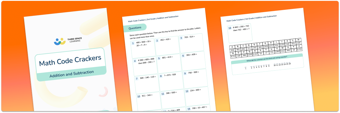 3rd Grade Addition And Subtraction Code Crackers