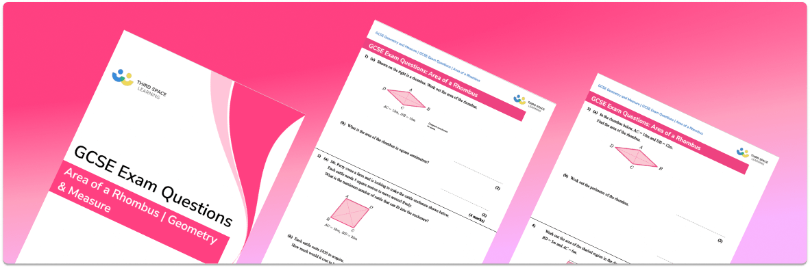 Area Of A Rhombus Exam Questions