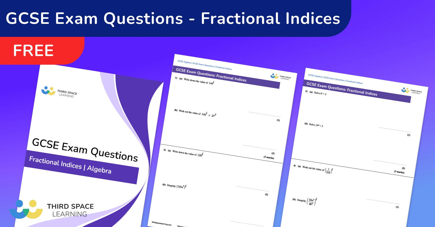 Fractional Indices Exam Questions - GCSE Maths [FREE]