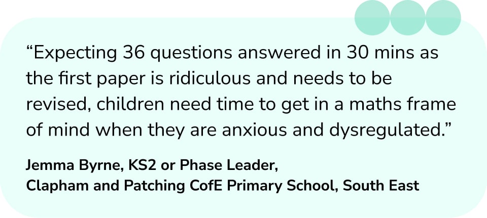 SATs 2024 quote - children found it difficult to complete the test in the restricted time frame