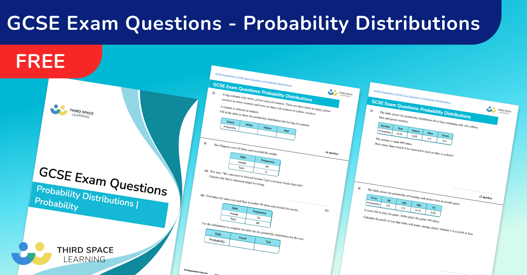 Probability Distribution Exam Questions GCSE Maths [FREE]