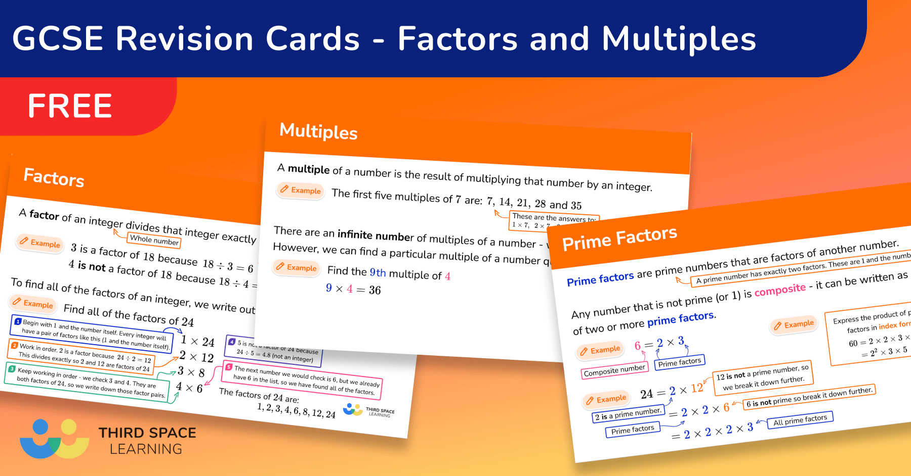 Gcse Revision Cards Factors And Multiples