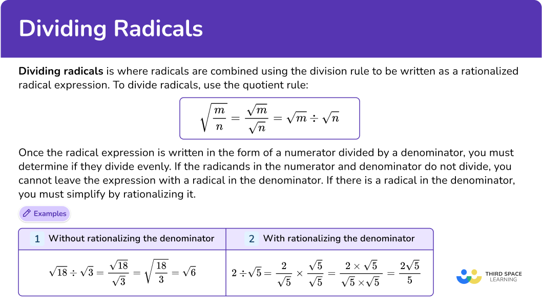 What is dividing radicals?