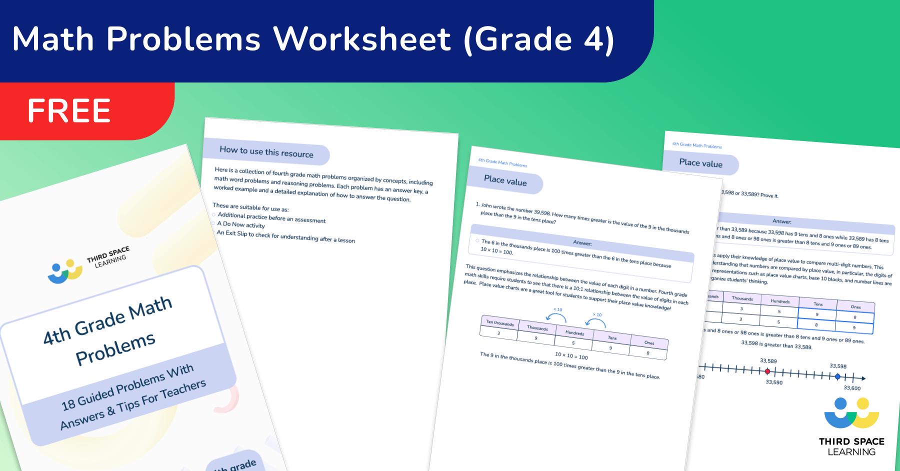 [FREE] 4th Grade Math Problems
