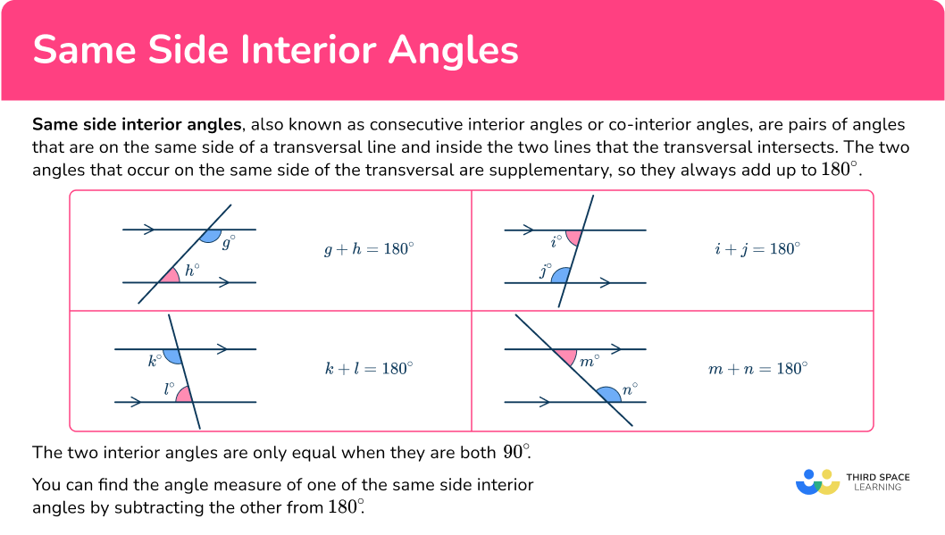 What are same side interior angles?