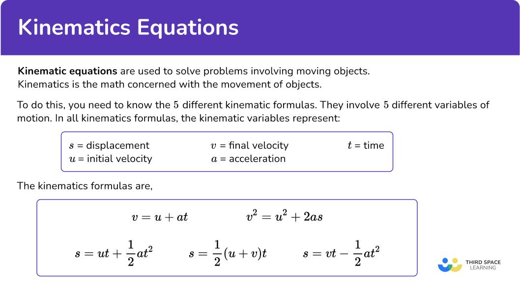 What are kinematic equations?