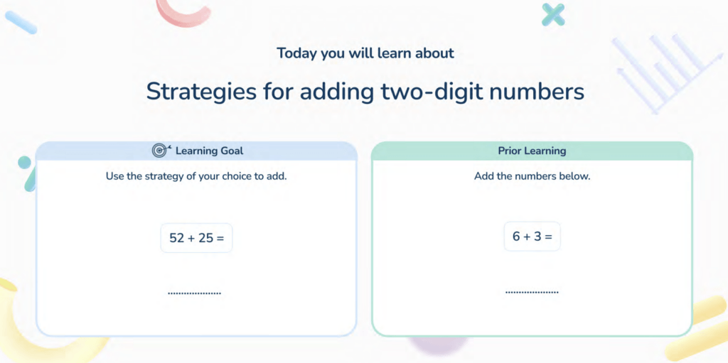 Learning goal question and prior learning question 