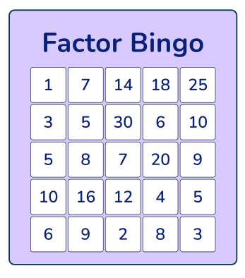 Factor bingo 