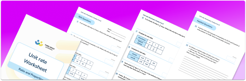 Free Unit Rate Worksheet