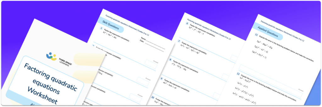 Free Factoring Quadratic Equations Worksheet