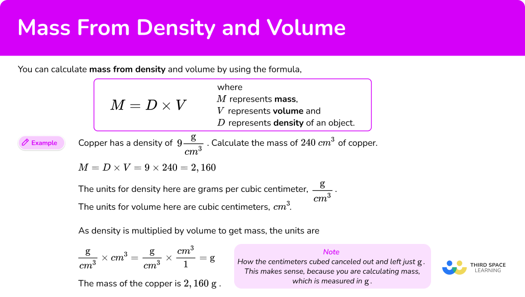 What is mass from density and volume?