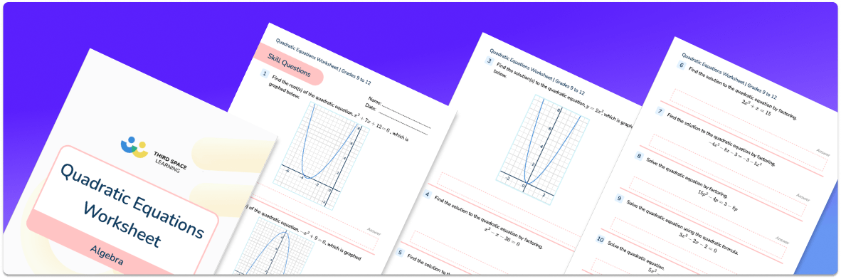 Quadratic Equation Worksheet