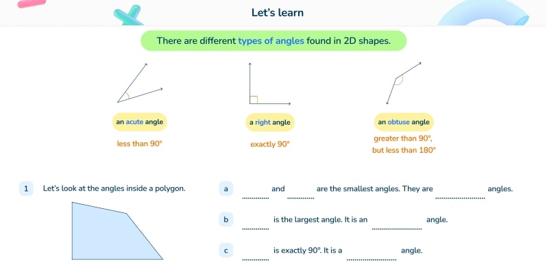 Third Space Learning Grade 4 Identifying acute, right, and obtuse angles