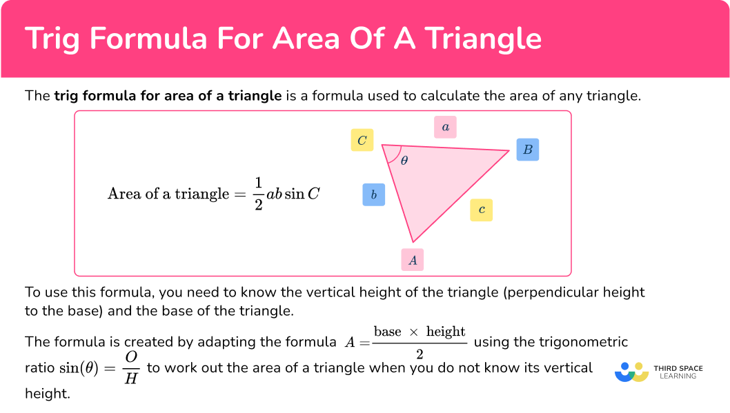 What is the trig formula for area of a triangle?