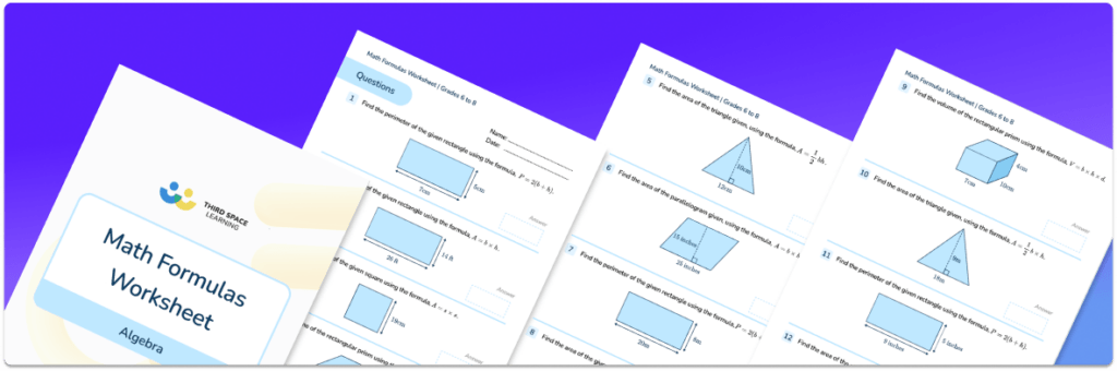 [FREE] Math Formulas Worksheet