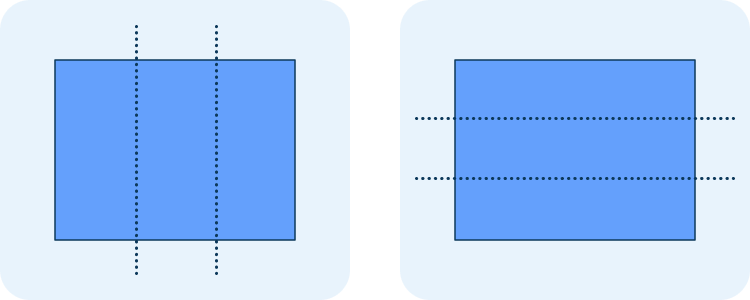 Two rectangles divided into thirds