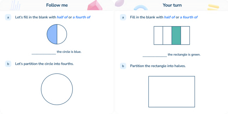 Third Space Learning Lesson Slide Grade 1 Partitioning circles and rectangles