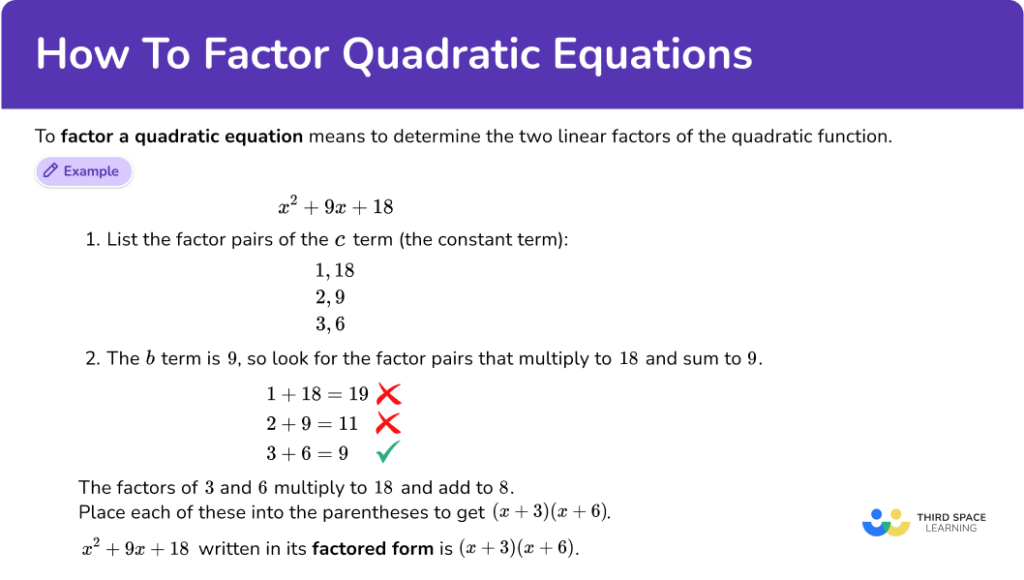 How To Factor Quadratic Equations - Math Steps with Examples