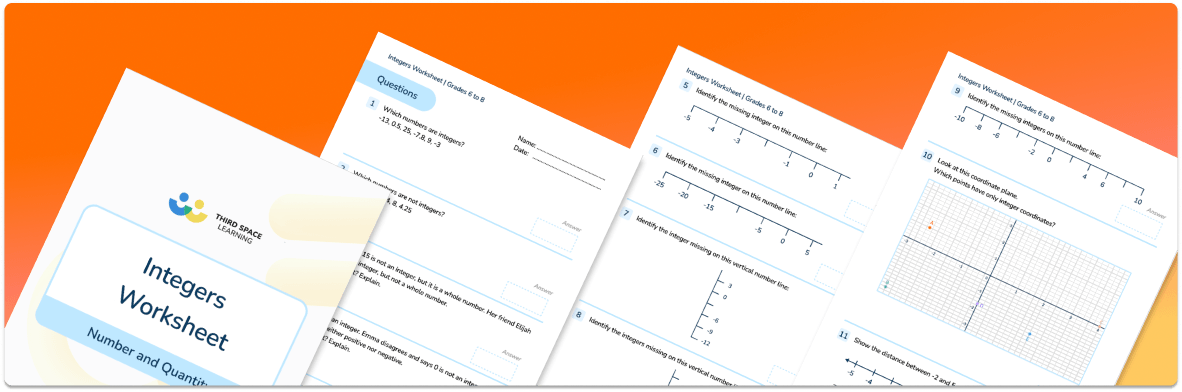 Integers Worksheet