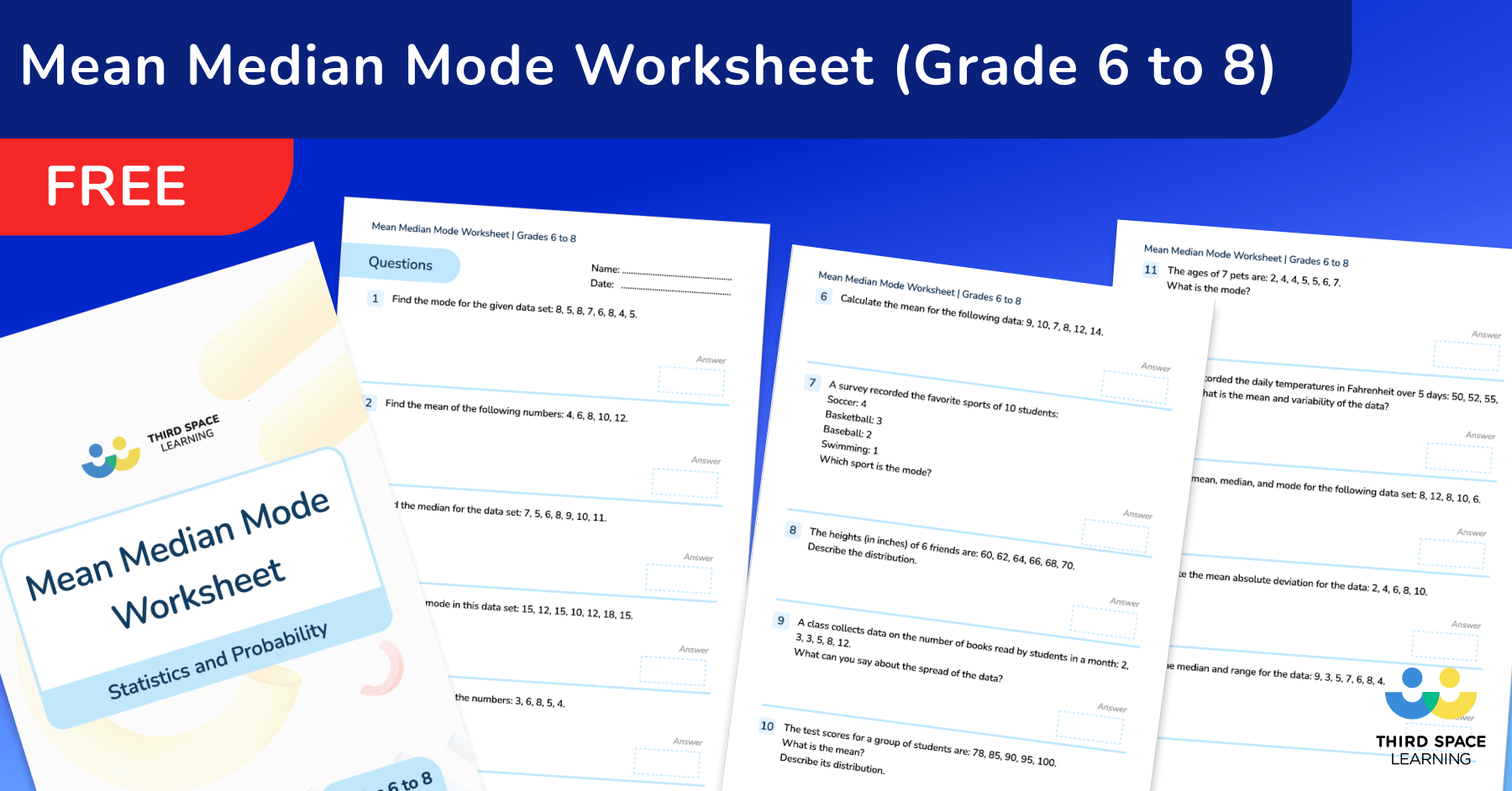 [FREE] Mean Median Mode Worksheet