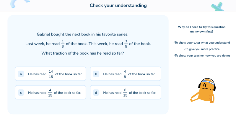 Post session question Grade 5 Solving word problems involving adding and subtracting fractions with unlike denominators