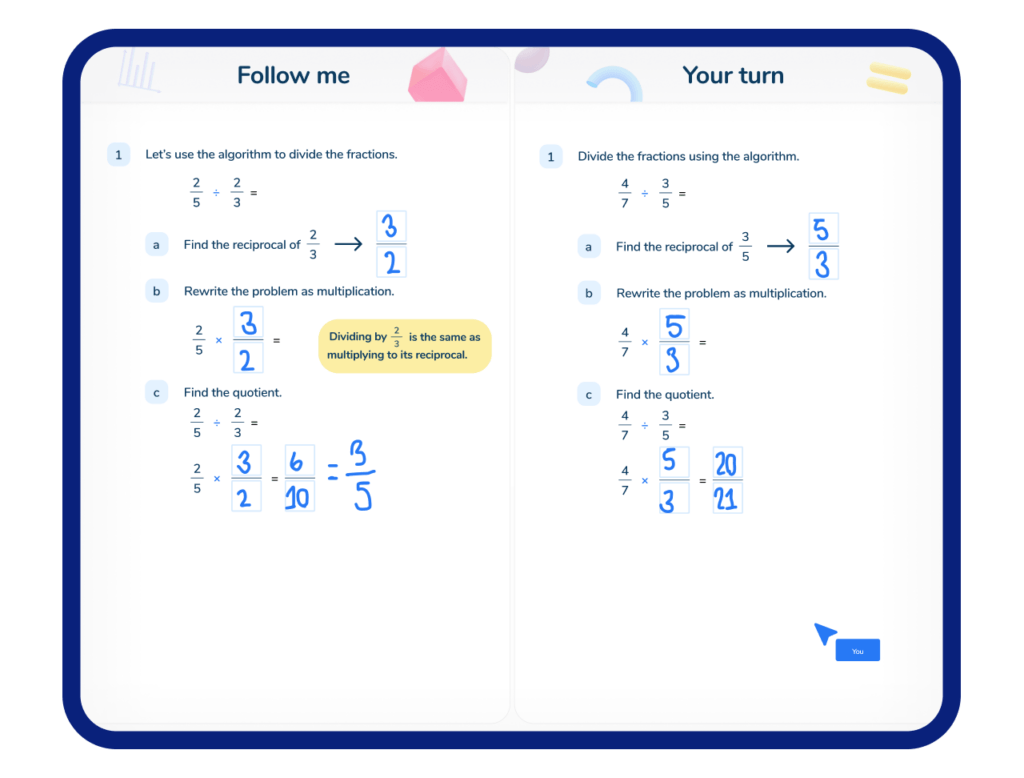 Guided practice in Third Space Learning's one-on-one math interventions