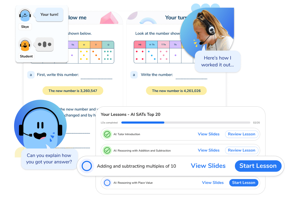 benefits of one on one tutoring with Third Space Learning and AI tutor, Skye.
