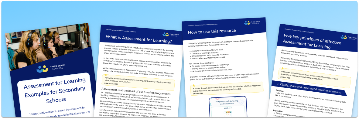 Assessment for Learning Examples in Secondary School
