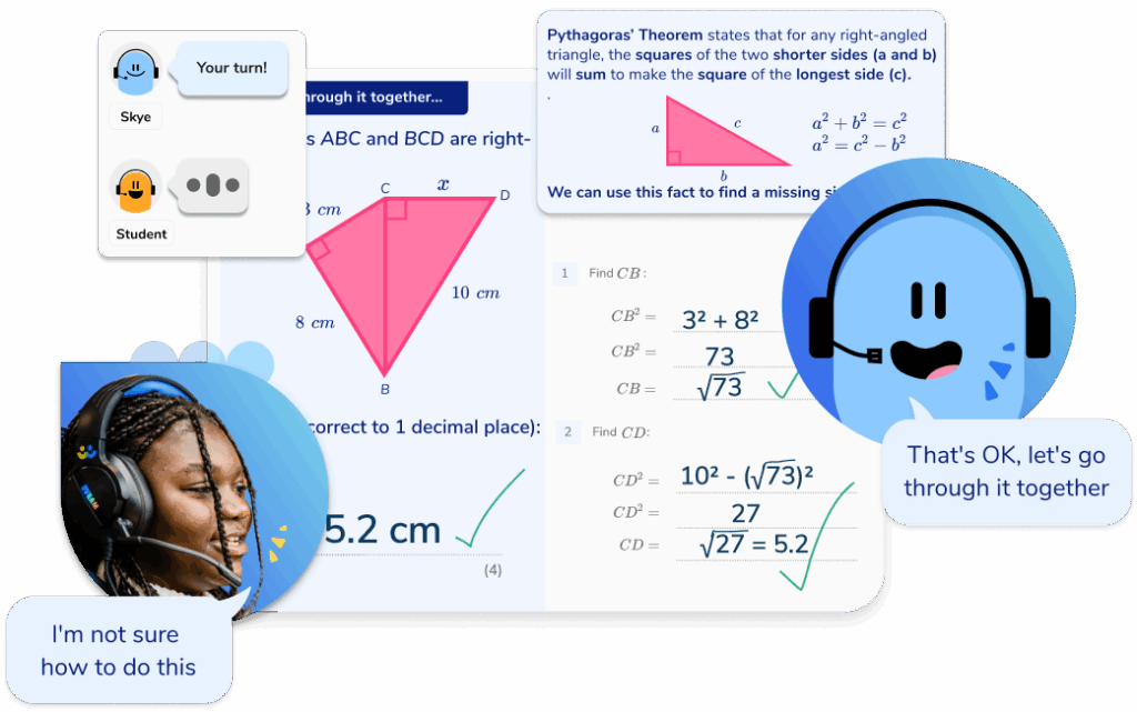 Third Space Learning AI GCSE maths tutoring with Skye, the AI maths tutor