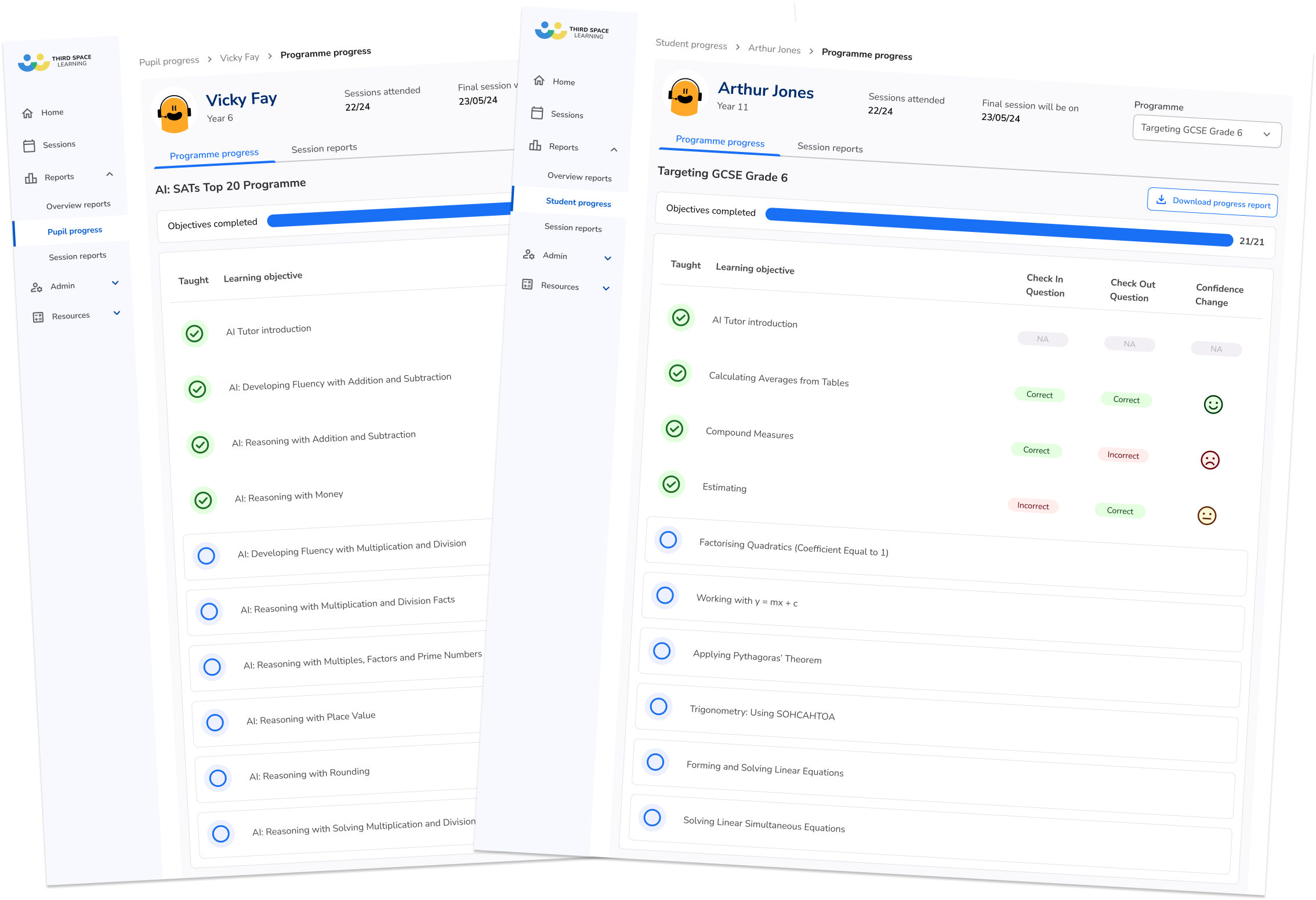 Progress reports for primary and secondary schools