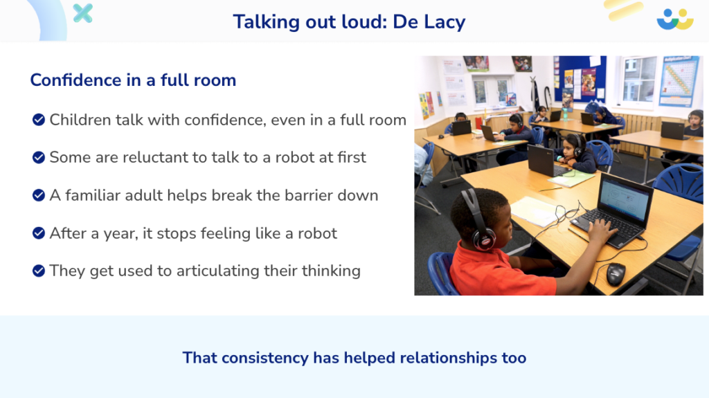 Benefits of oracey with AI tutor Skye at De Lacy primary school