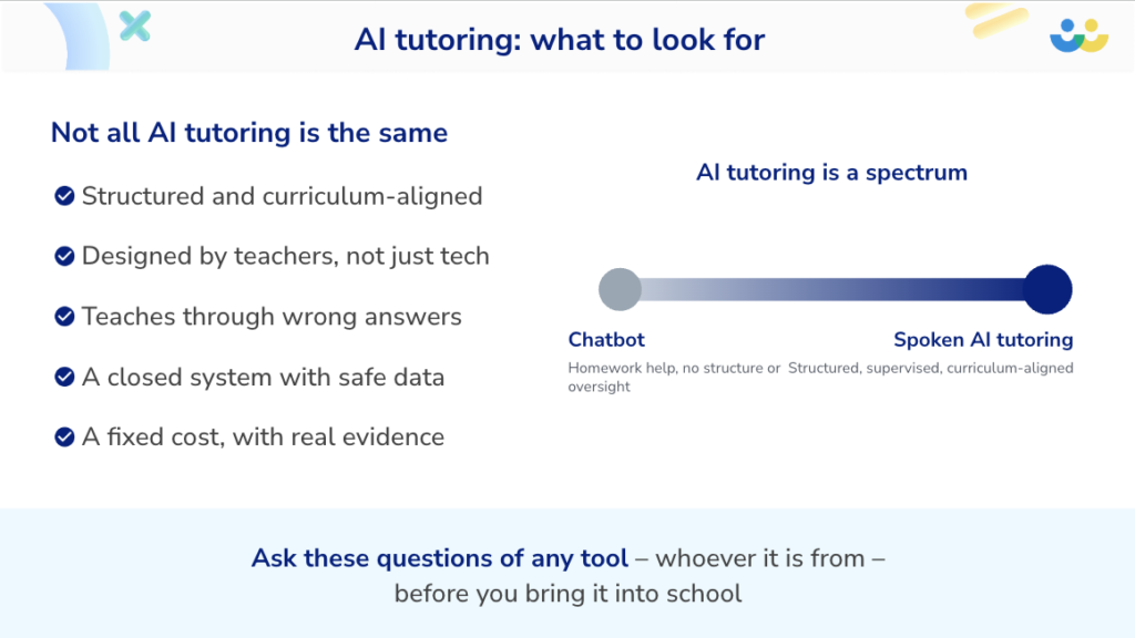 AI tutoring - what to look for