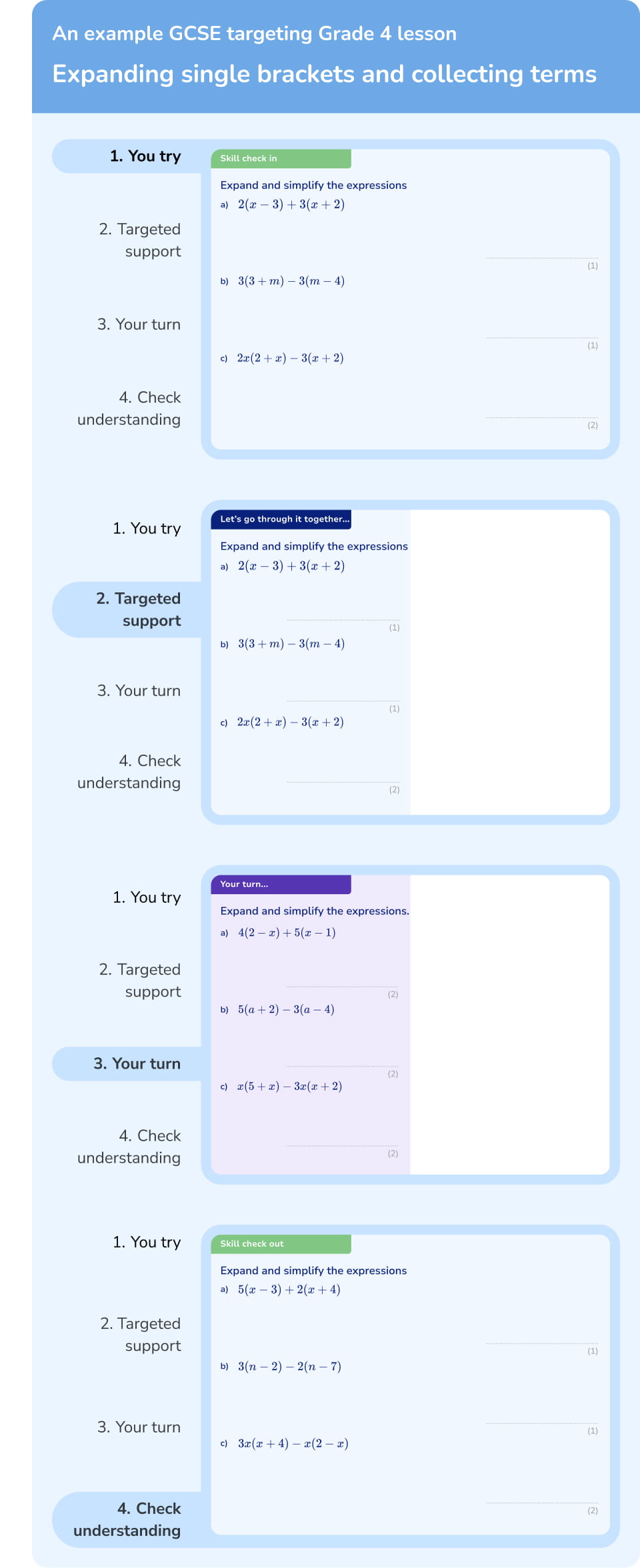 Structured, scaffolded GCSE maths lessons