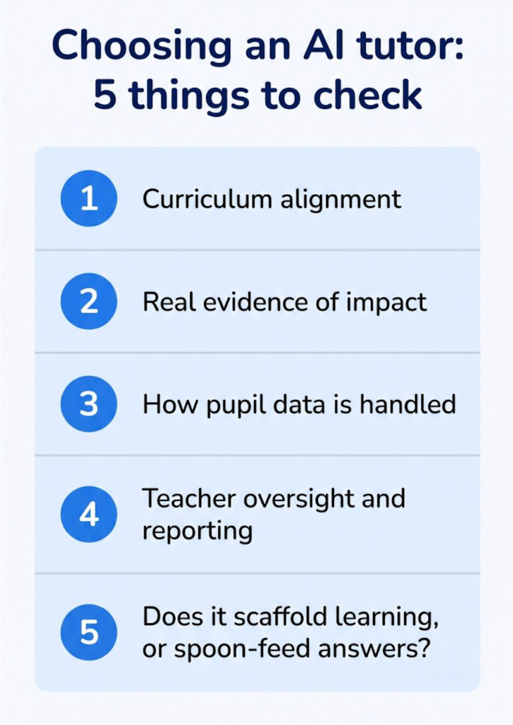 5 things to check with an AI tutor vendor