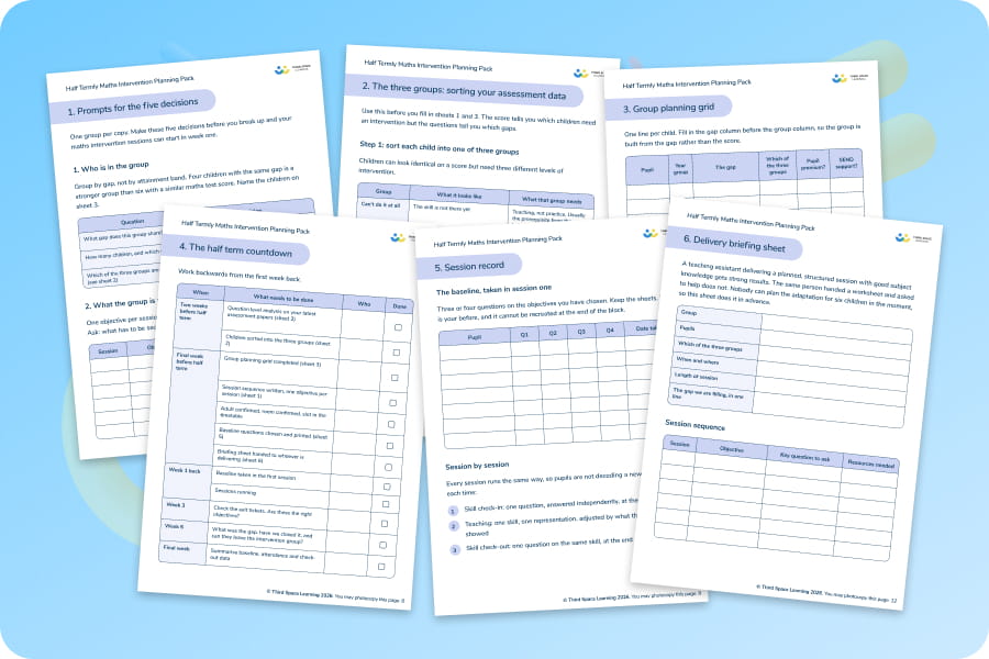 Half Termly Maths Intervention Planning Pack