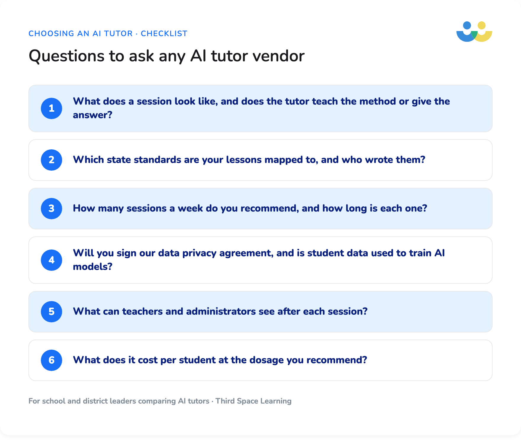 Questions to ask any AI tutor vendor